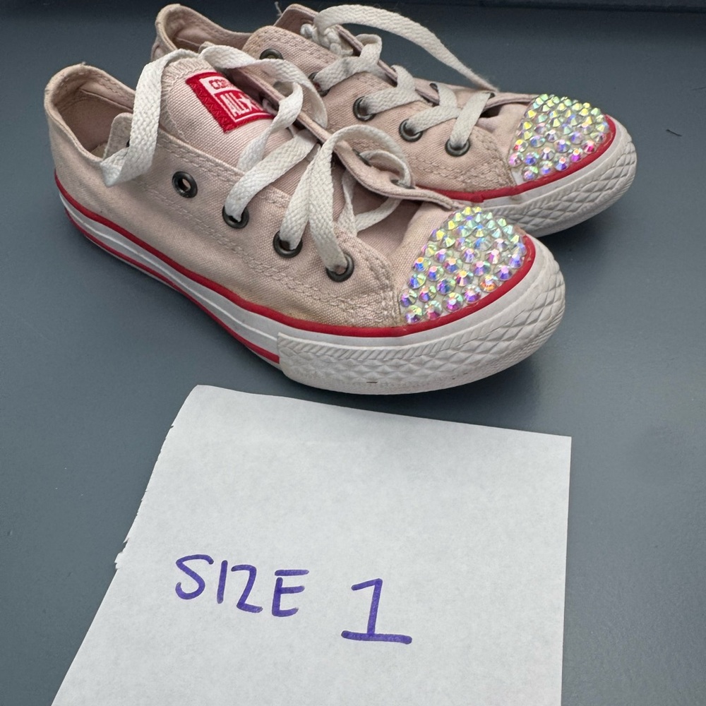 Converse Kids Pink Sneakers with Sparkling Toes